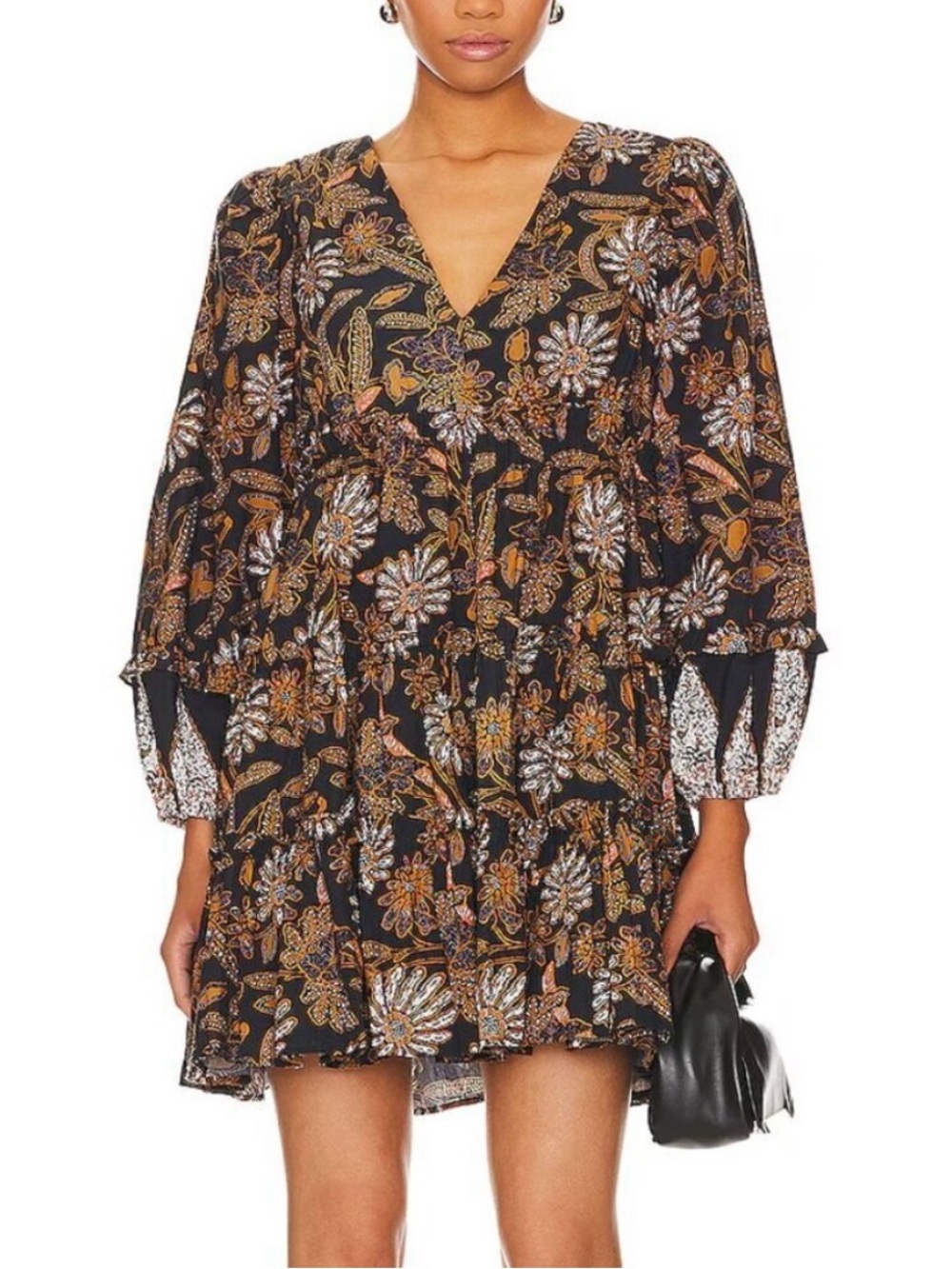 Cleobella Tilda Magnolia Floral Puff Sleeve Mini Dress Size XS